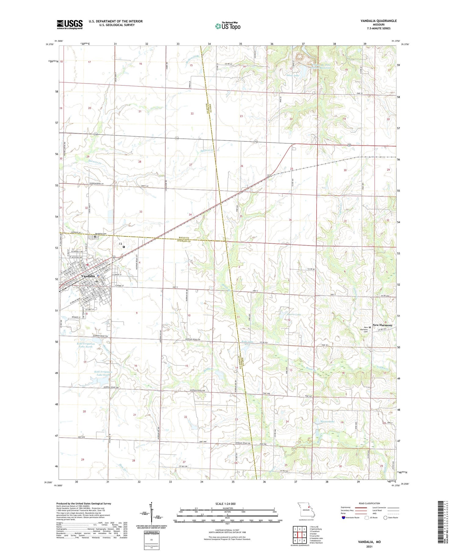 Vandalia Missouri US Topo Map Image