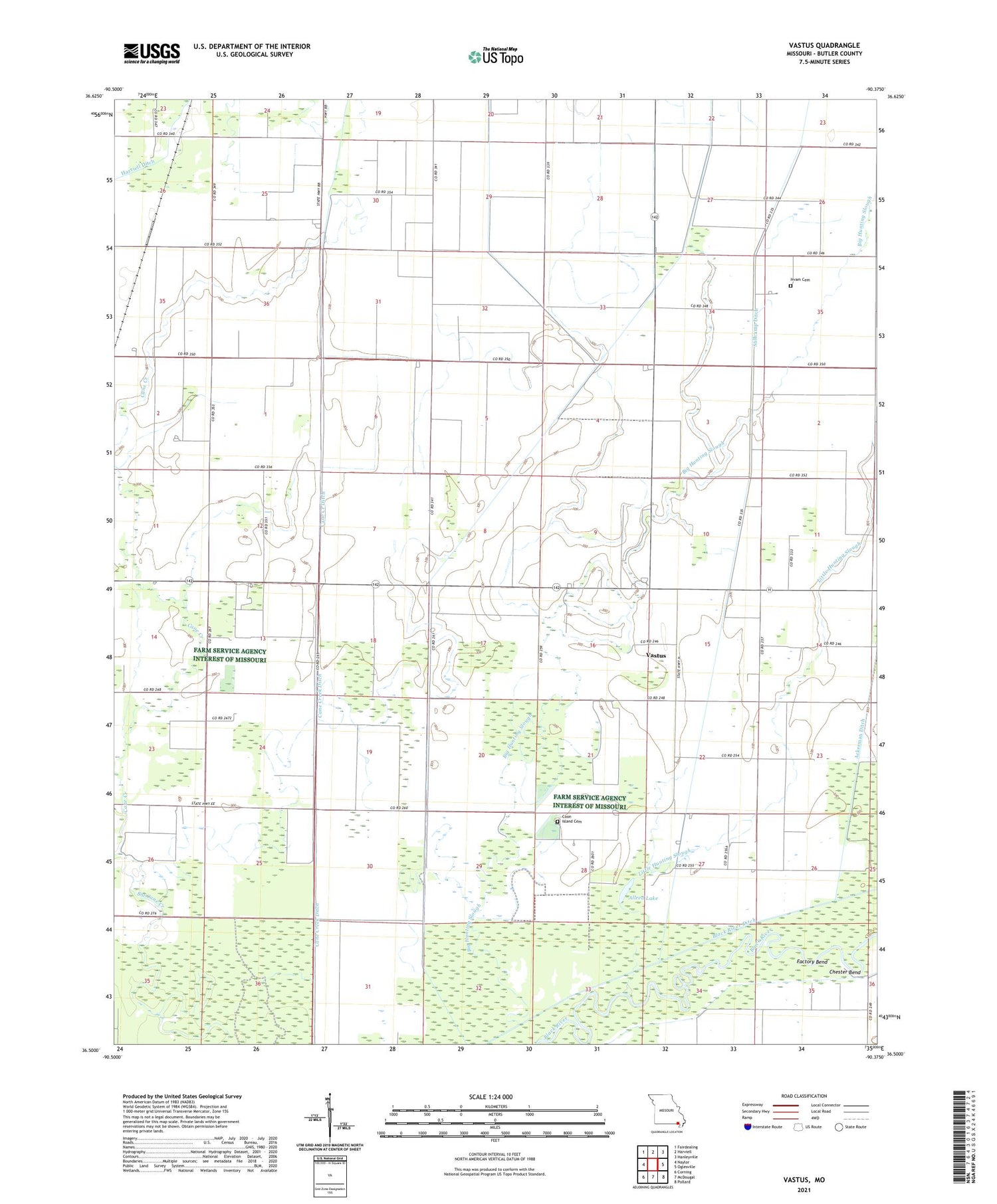 Vastus Missouri US Topo Map Image