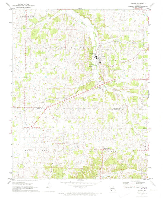 Classic USGS Verona Missouri 7.5'x7.5' Topo Map Image