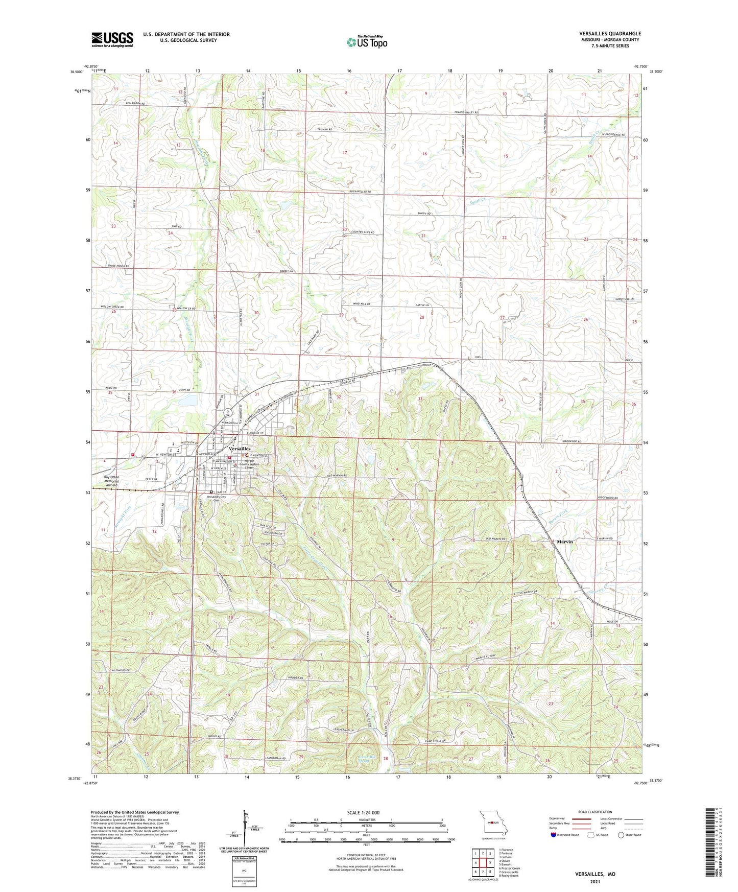 Versailles Missouri US Topo Map Image