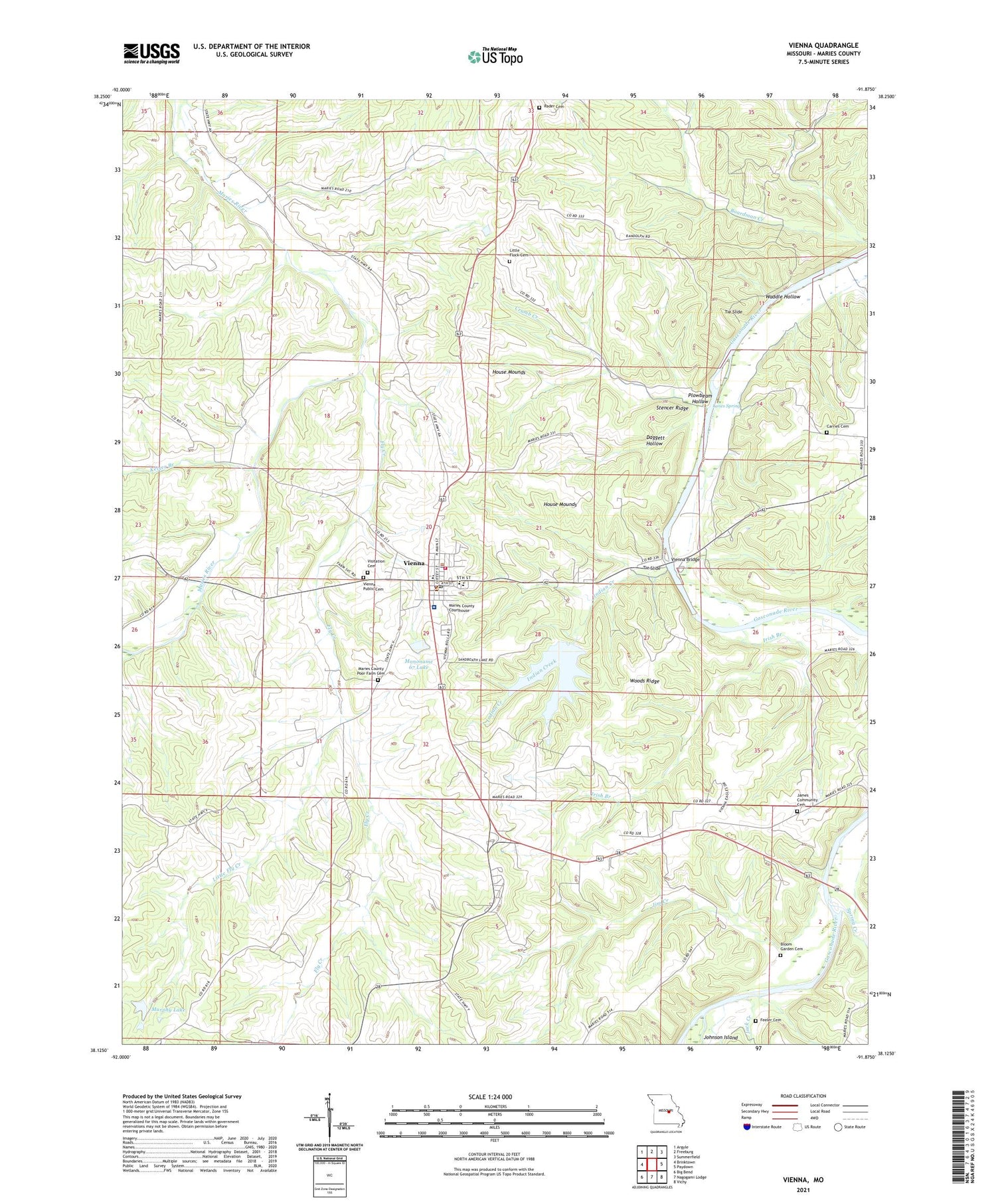 Vienna Missouri US Topo Map Image