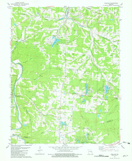 Classic USGS Vineland Missouri 7.5'x7.5' Topo Map Image