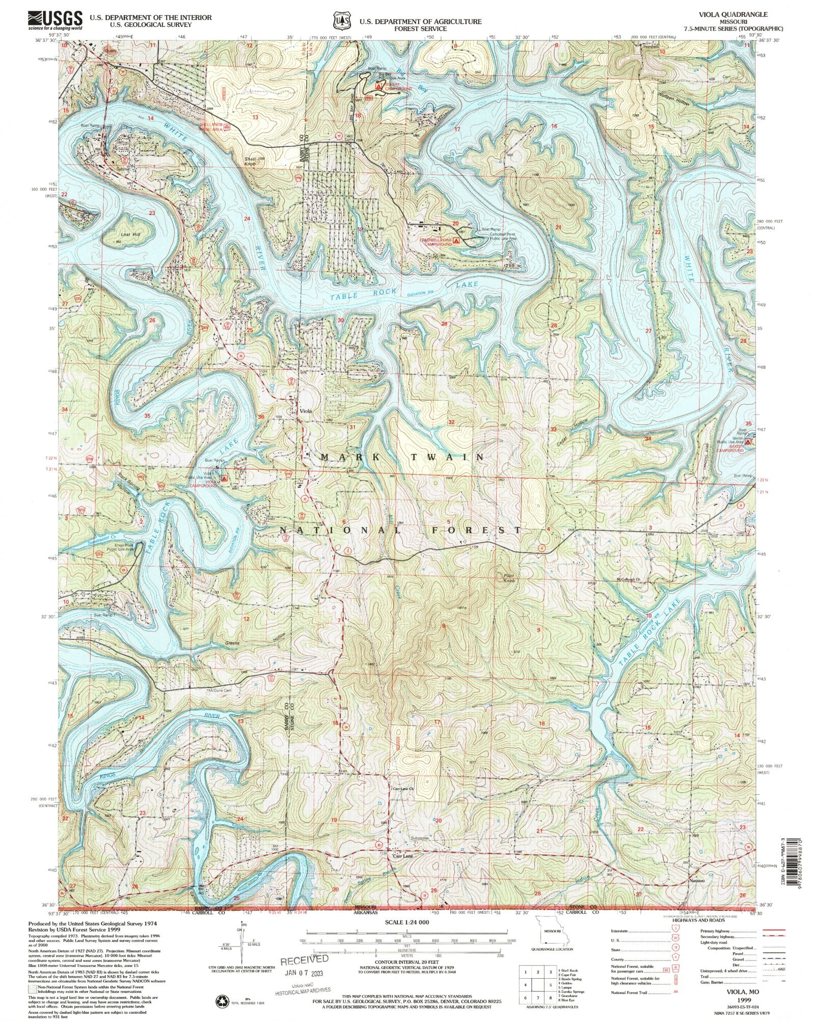 Classic USGS Viola Missouri 7.5'x7.5' Topo Map MyTopo Map Store