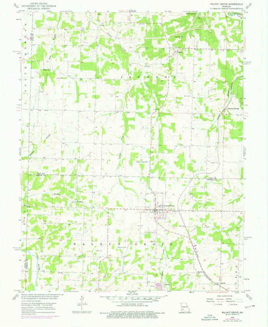 Classic USGS Walnut Grove Missouri 7.5'x7.5' Topo Map Image