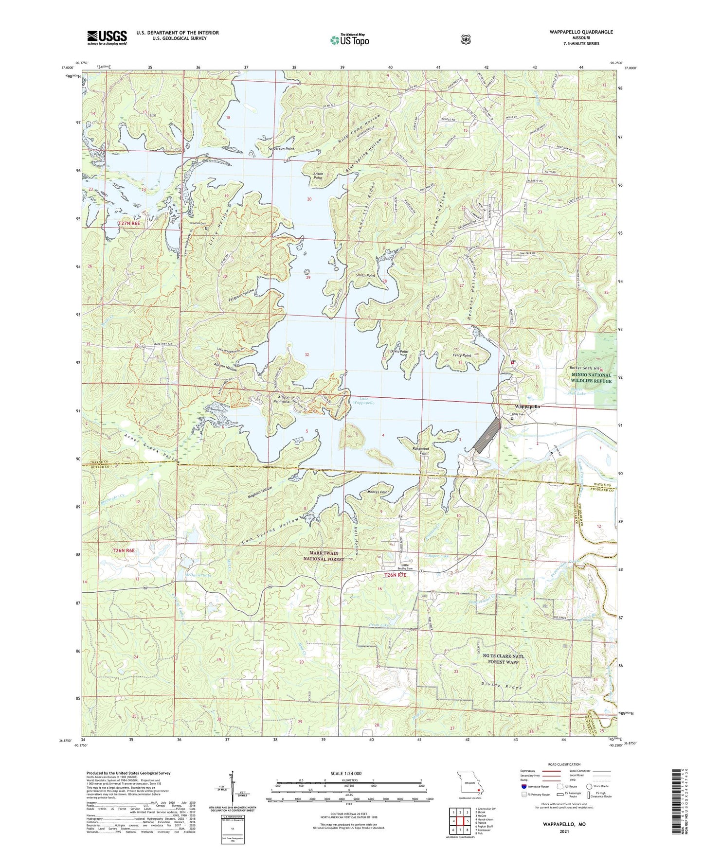 Wappapello Missouri US Topo Map Image