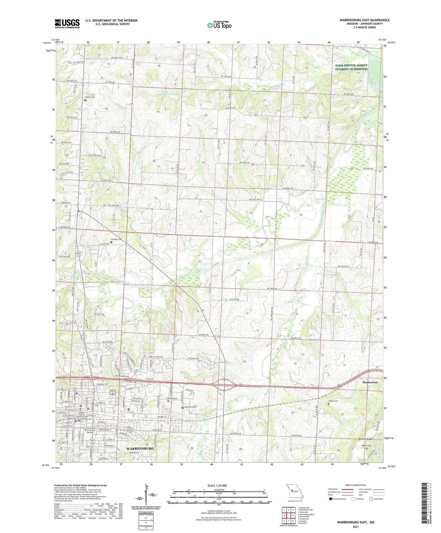 Warrensburg East Missouri US Topo Map Image
