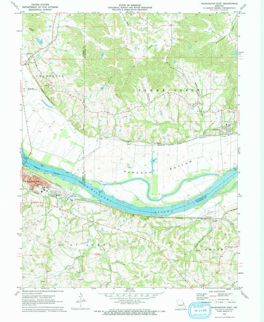 Classic USGS Washington East Missouri 7.5'x7.5' Topo Map Image