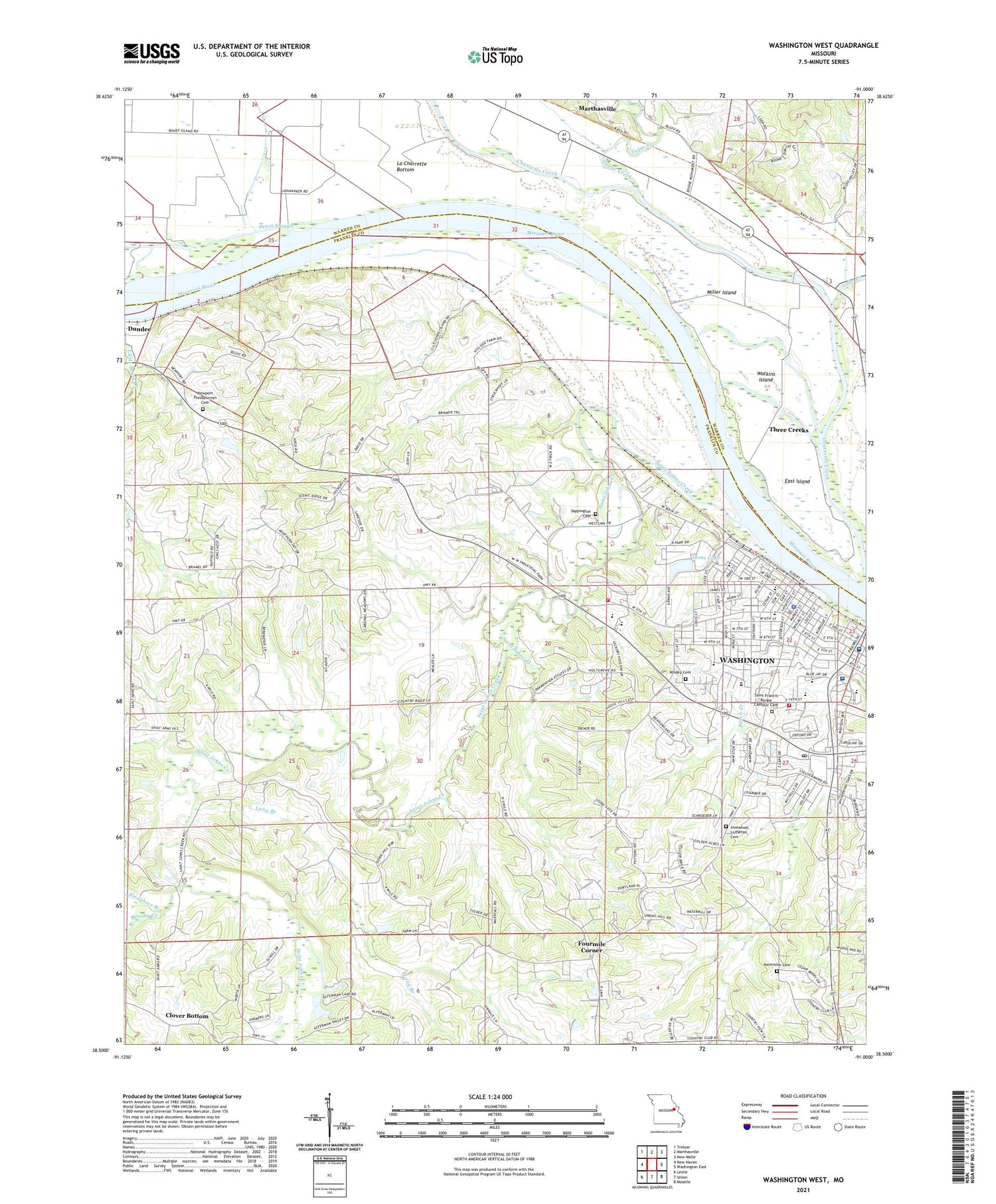 Washington West Missouri US Topo Map Image