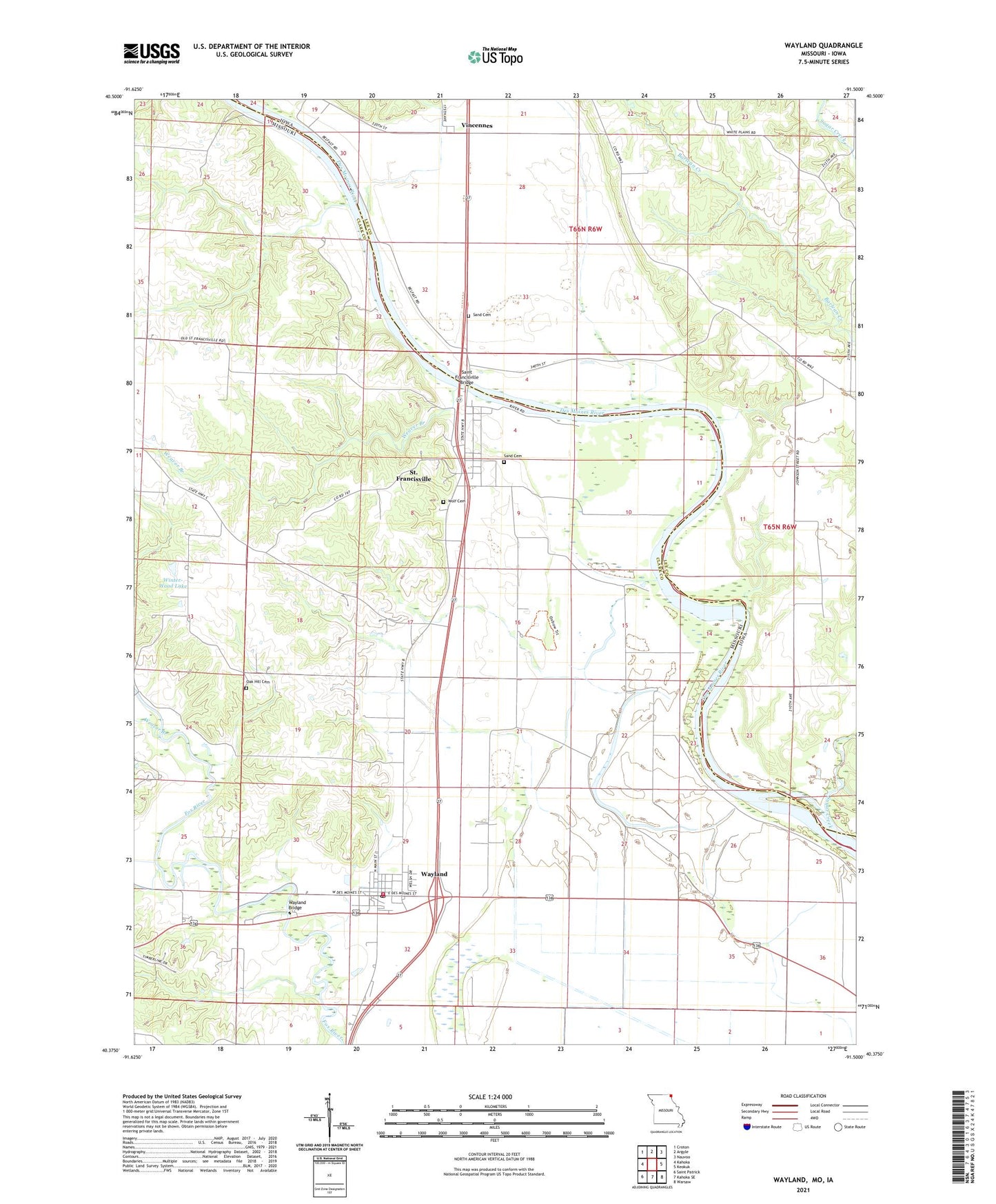 Wayland Missouri US Topo Map Image