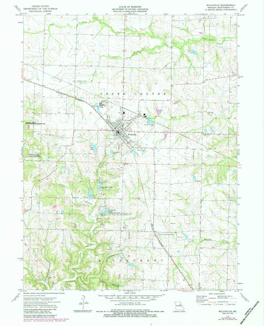 Classic USGS Wellsville Missouri 7.5'x7.5' Topo Map Image
