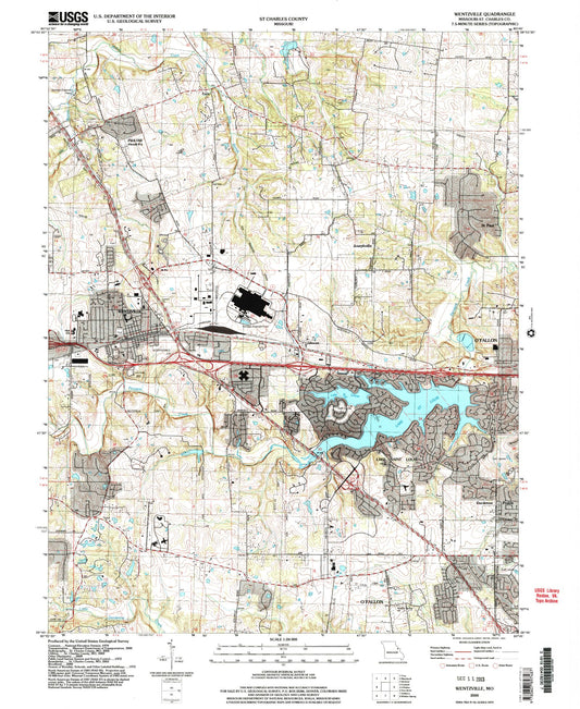 Classic USGS Wentzville Missouri 7.5'x7.5' Topo Map Image