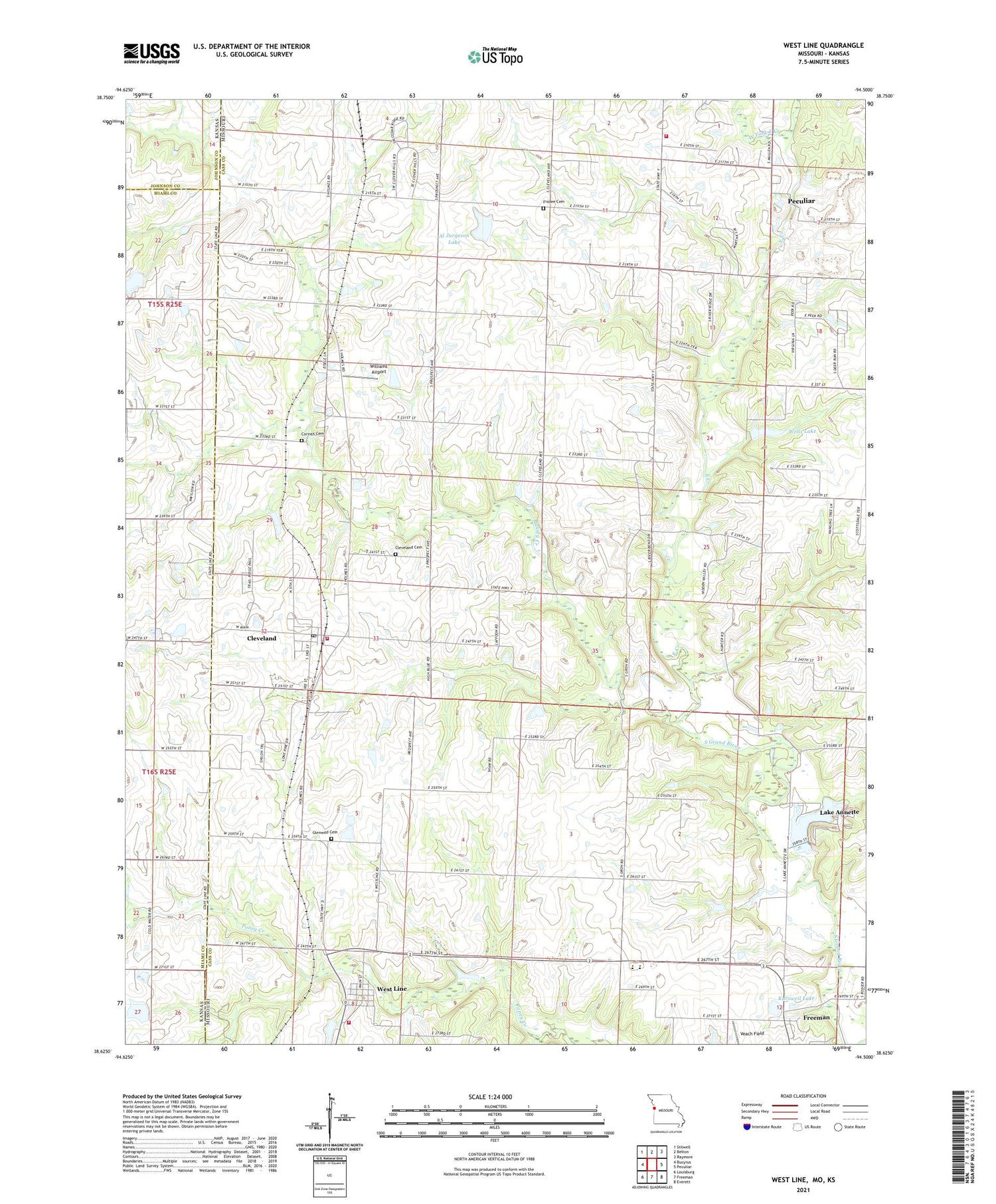 West Line Missouri US Topo Map Image