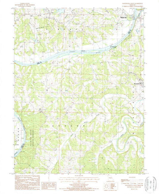 Classic USGS Westphalia West Missouri 7.5'x7.5' Topo Map Image