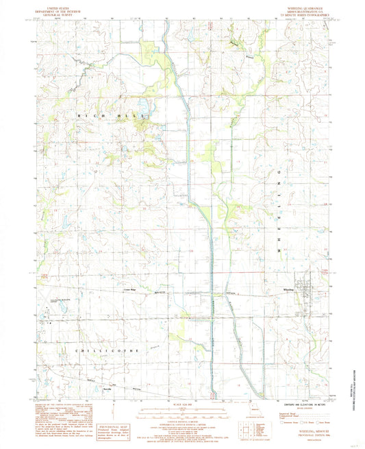 Classic USGS Wheeling Missouri 7.5'x7.5' Topo Map Image