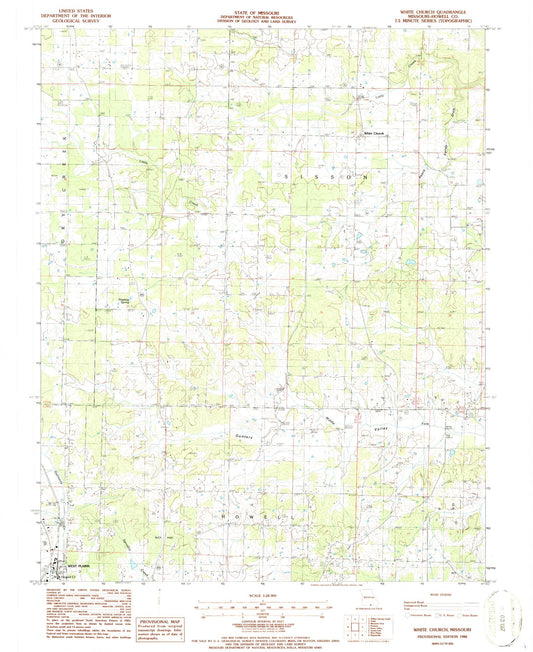 Classic USGS White Church Missouri 7.5'x7.5' Topo Map Image