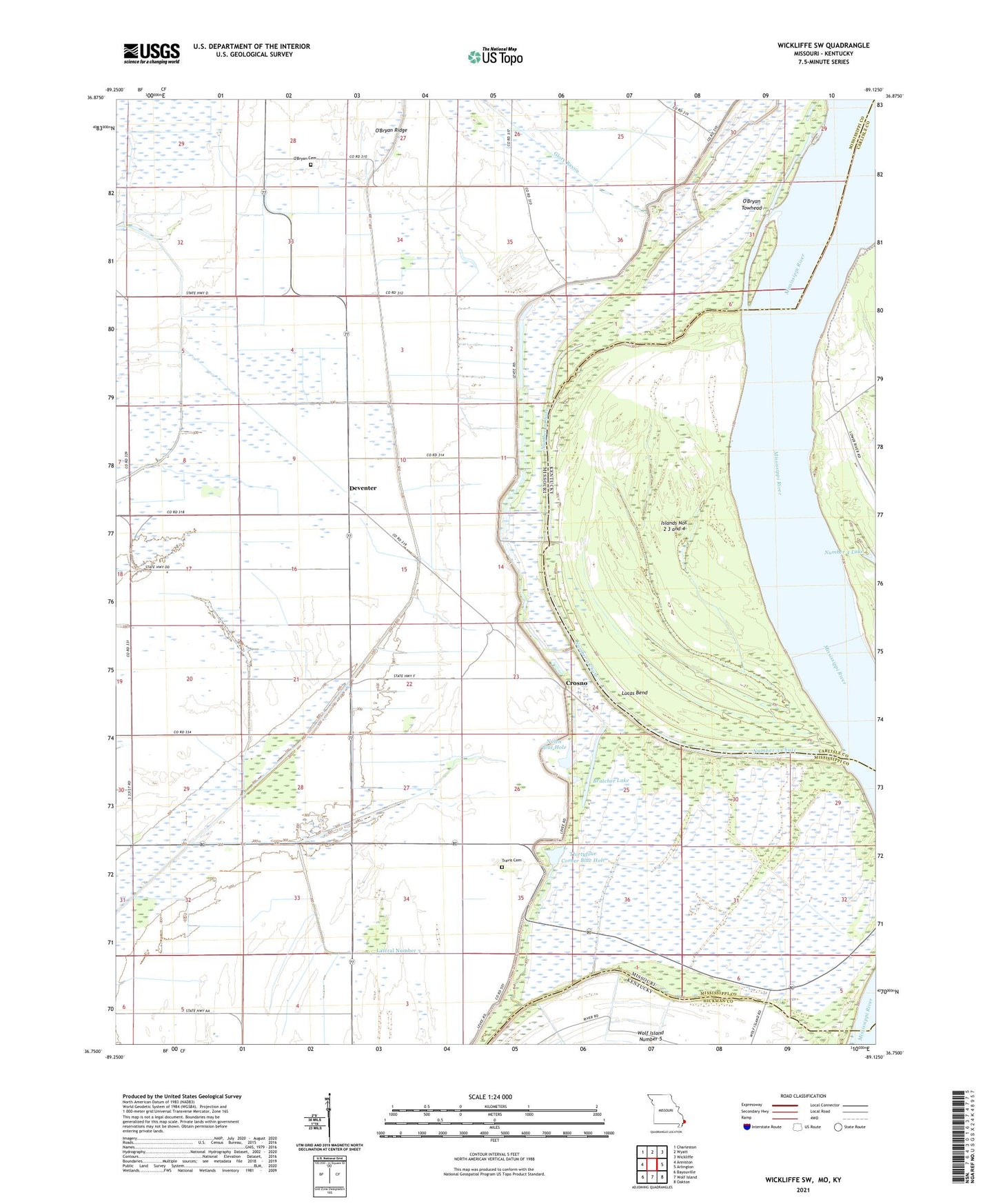 Wickliffe SW Missouri US Topo Map Image