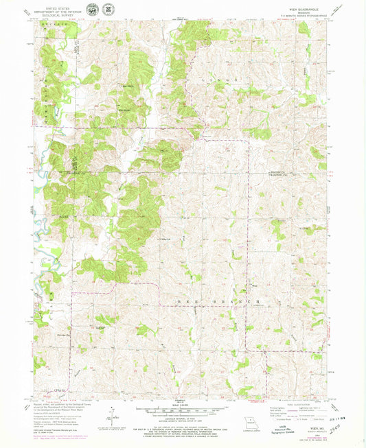 Classic USGS Wien Missouri 7.5'x7.5' Topo Map Image