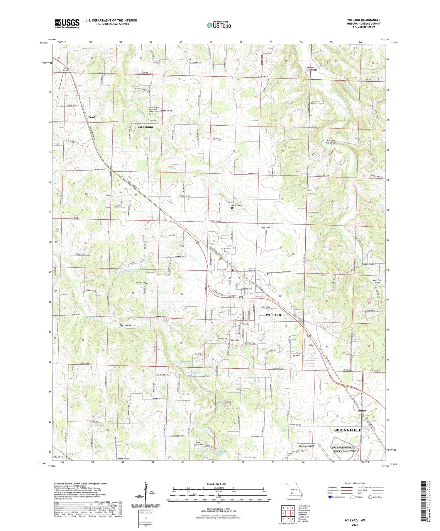 Willard Missouri US Topo Map Image