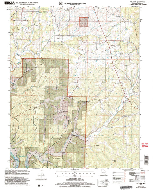 Classic USGS Willhoit Missouri 7.5'x7.5' Topo Map Image