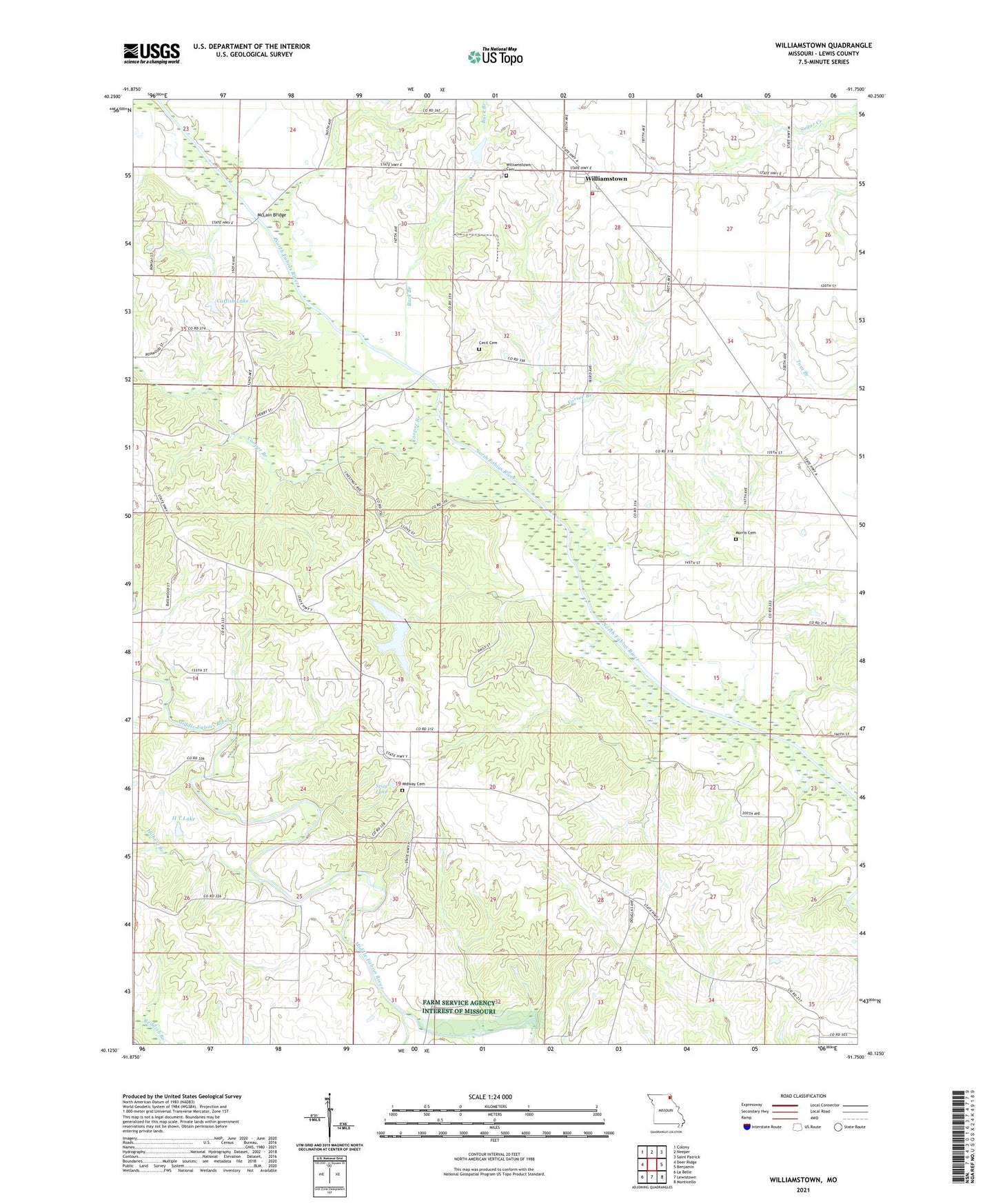 Williamstown Missouri US Topo Map Image