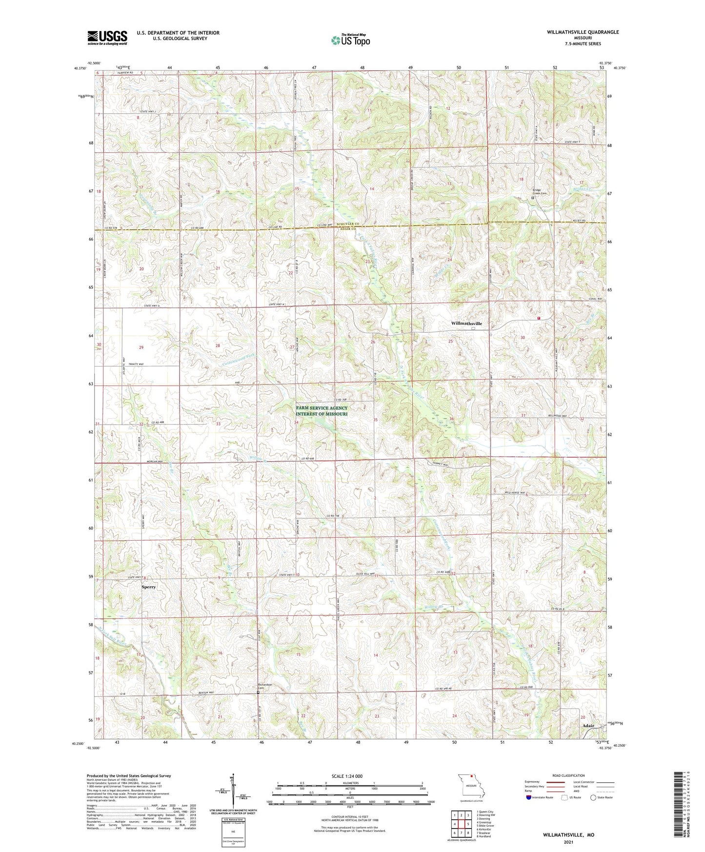 Willmathsville Missouri US Topo Map Image