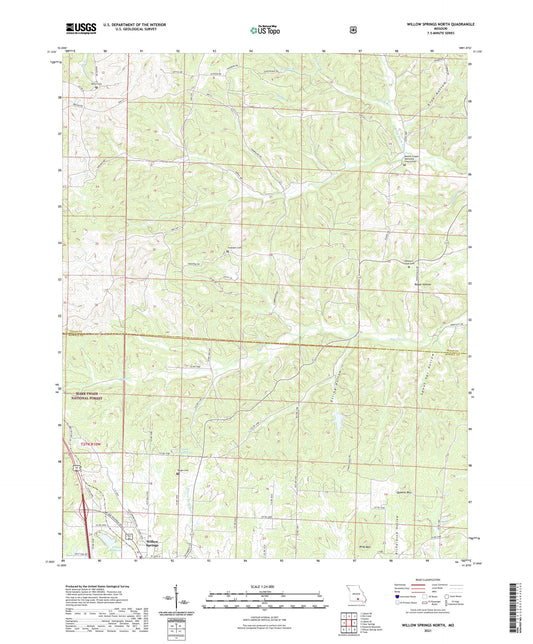 Willow Springs North Missouri US Topo Map Image