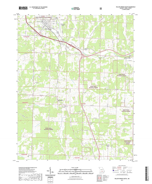 Willow Springs South Missouri US Topo Map Image