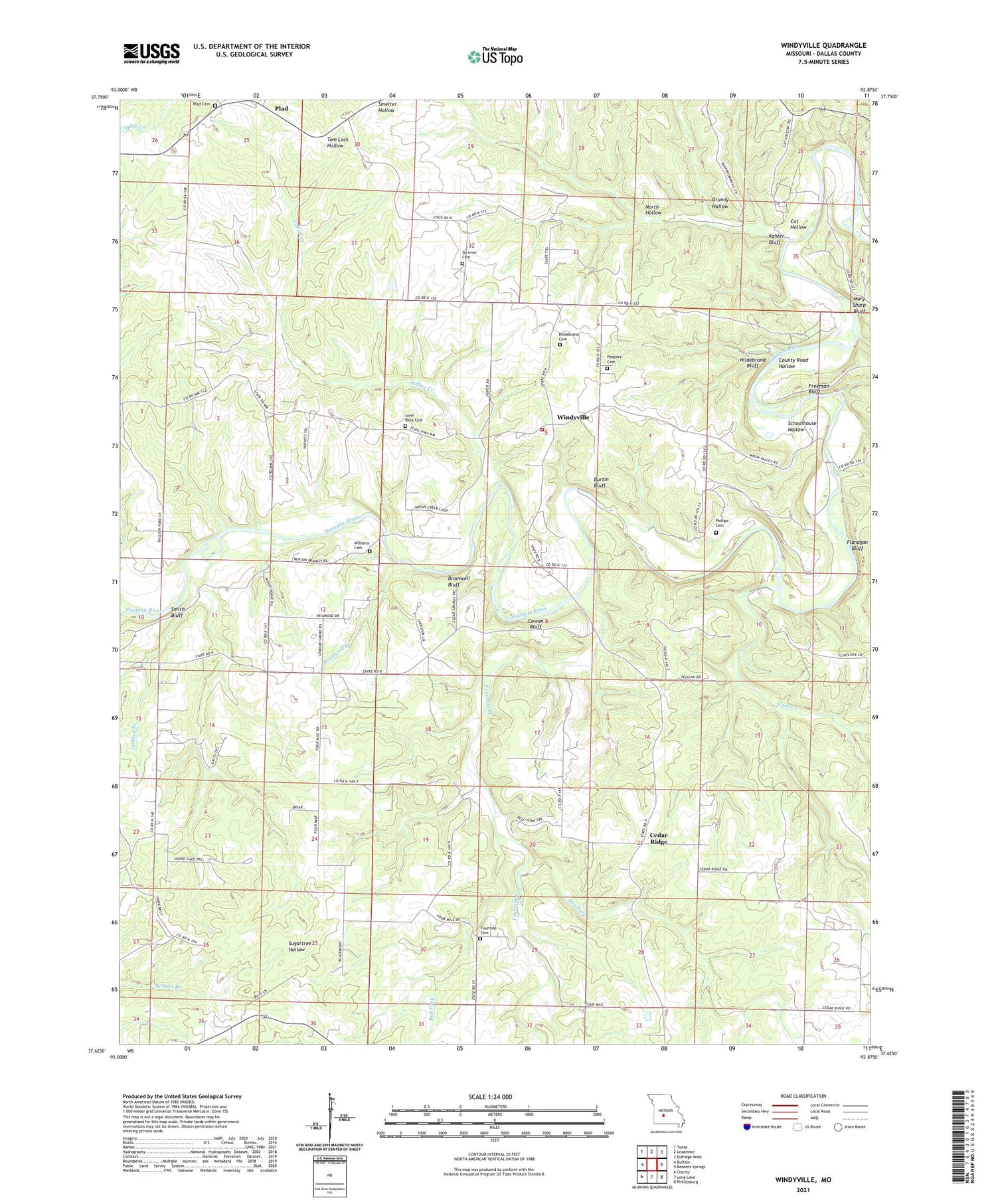 Windyville Missouri US Topo Map Image