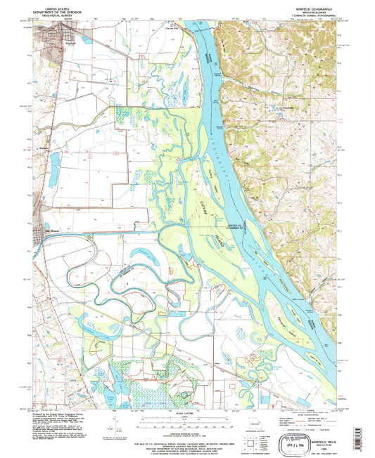 Classic USGS Winfield Missouri 7.5'x7.5' Topo Map Image