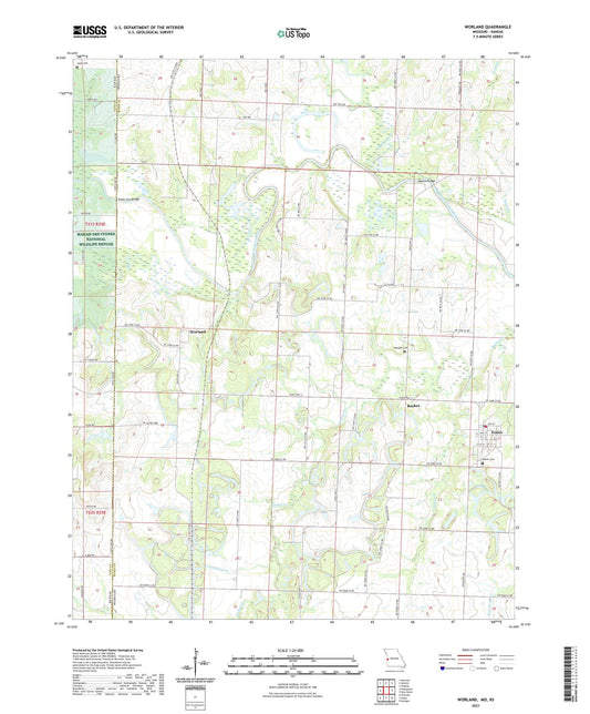 Worland Missouri US Topo Map Image