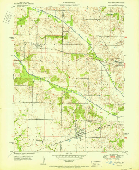 Classic USGS Wyaconda Missouri 7.5'x7.5' Topo Map Image