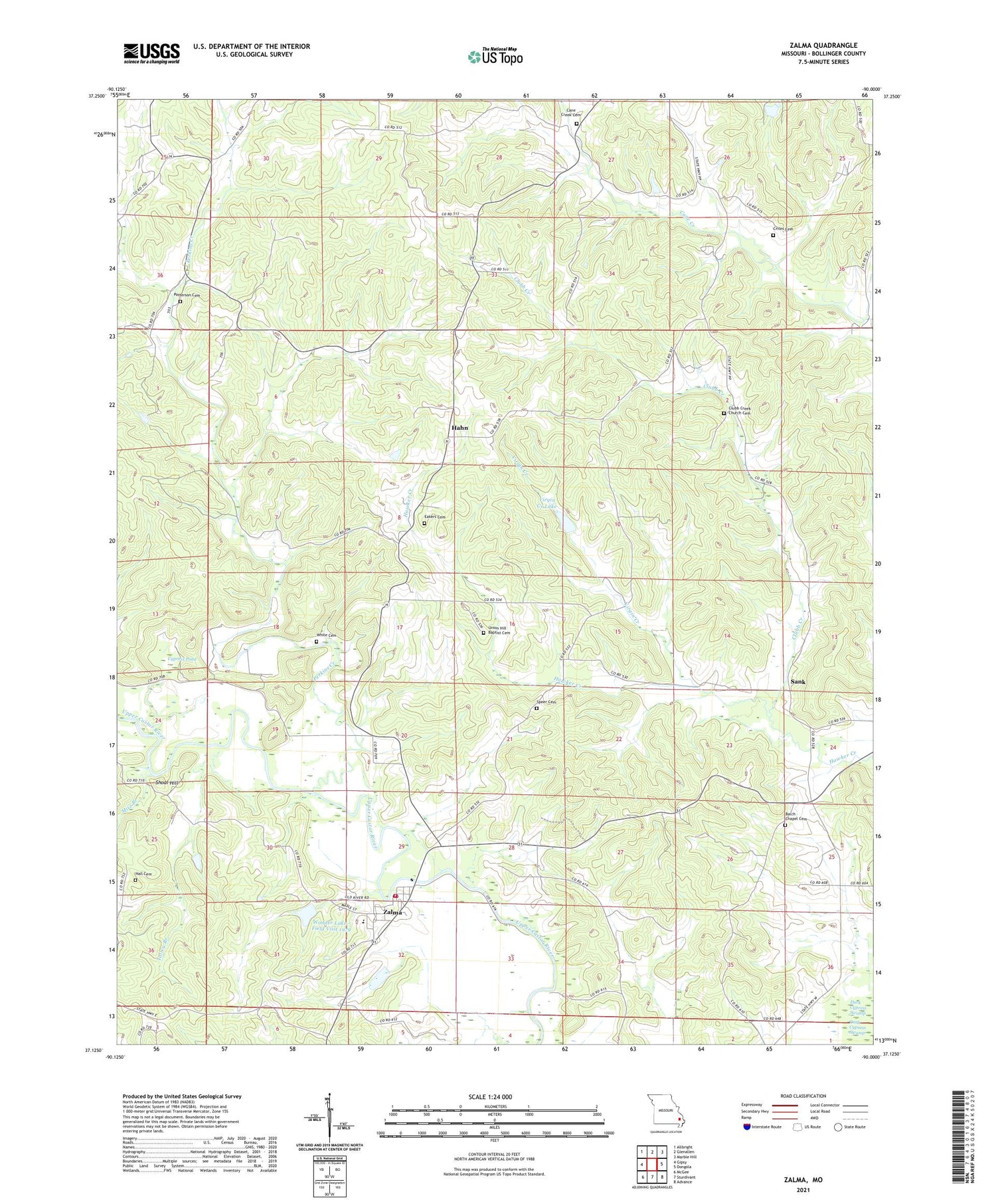 Zalma Missouri US Topo Map Image