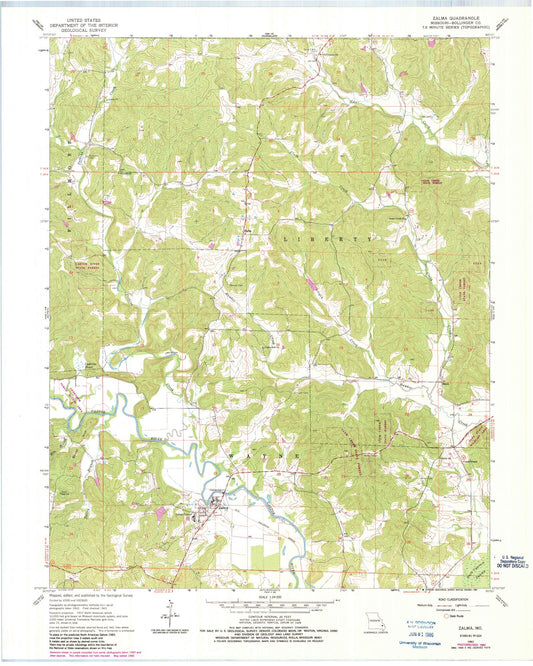 Classic USGS Zalma Missouri 7.5'x7.5' Topo Map Image