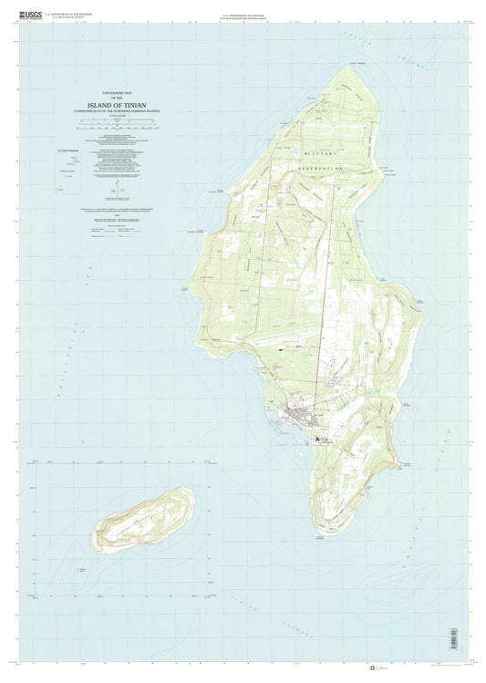 Classic USGS Island of Tinian Northern Mariana Islands 7.5'x7.5' Topo Map Image
