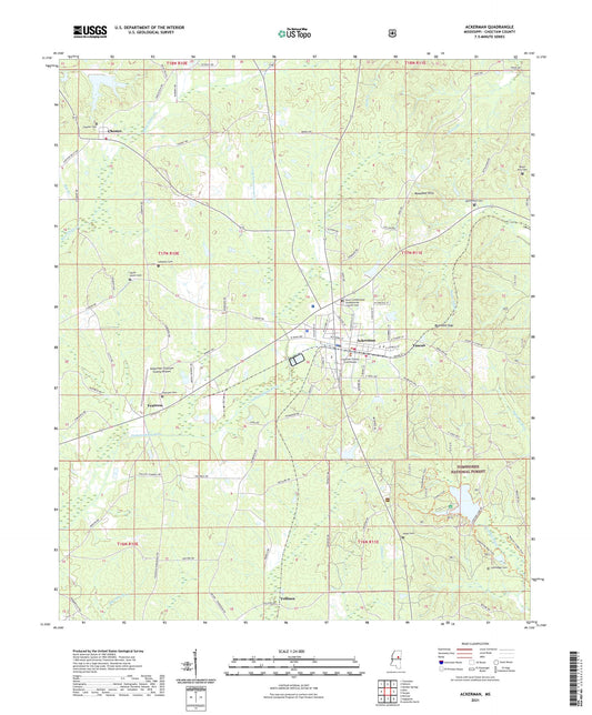 Ackerman Mississippi US Topo Map Image