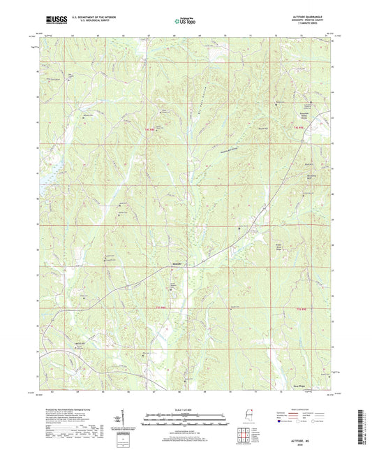 Altitude Mississippi US Topo Map Image