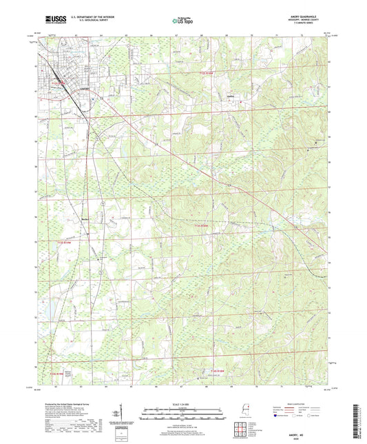 Amory Mississippi US Topo Map Image