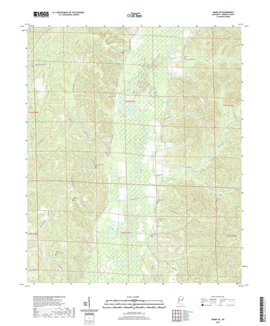 Amory SE Mississippi US Topo Map Image