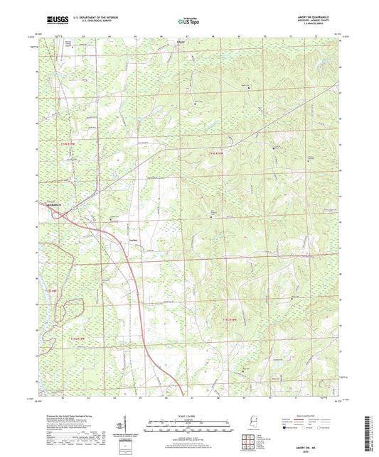 Amory SW Mississippi US Topo Map Image