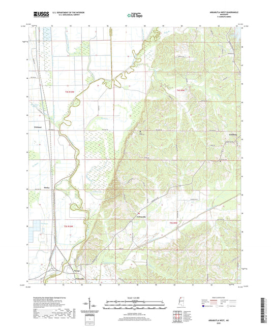 Arkabutla West Mississippi US Topo Map Image