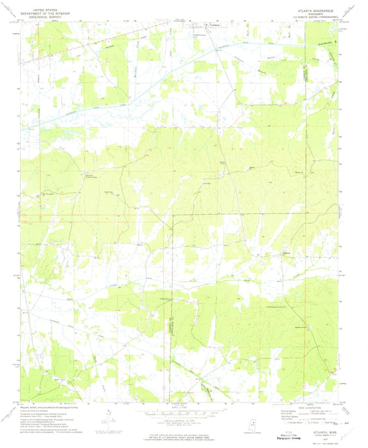 Classic USGS Atlanta Mississippi 7.5'x7.5' Topo Map Image
