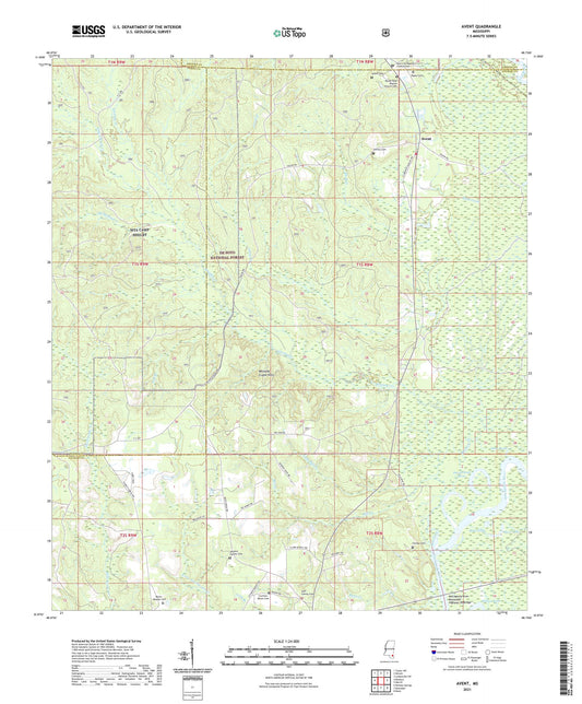 Avent Mississippi US Topo Map Image