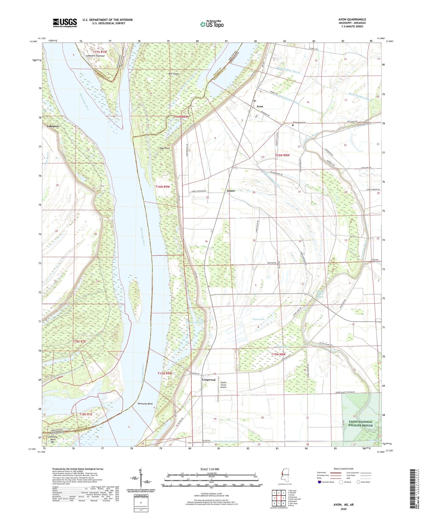Avon Mississippi US Topo Map Image