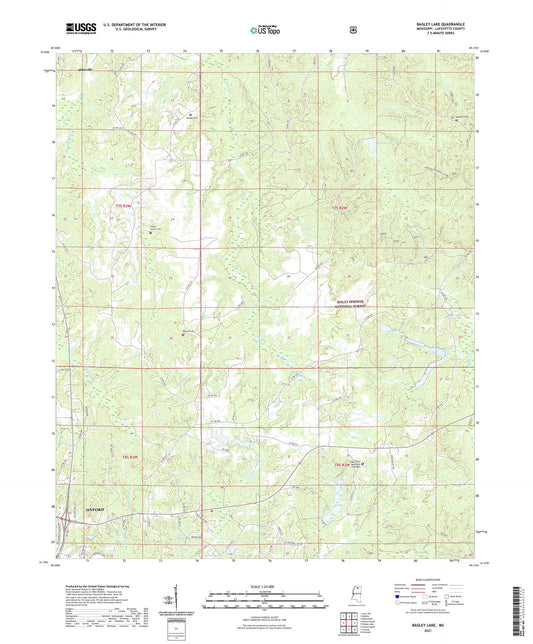 Bagley Lake Mississippi US Topo Map Image