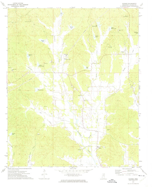 Classic USGS Banner Mississippi 7.5'x7.5' Topo Map Image