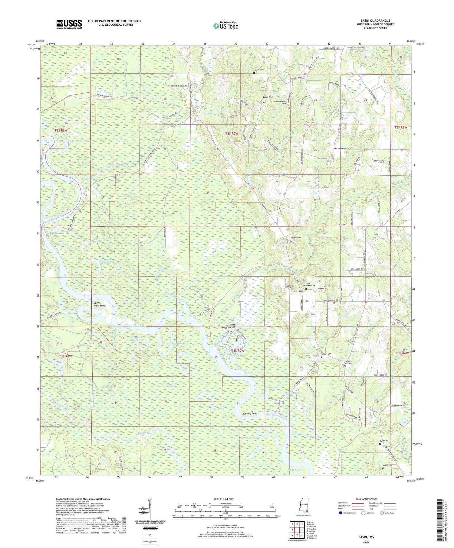 Basin Mississippi US Topo Map Image
