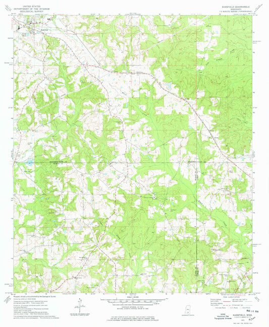 Classic USGS Bassfield Mississippi 7.5'x7.5' Topo Map Image