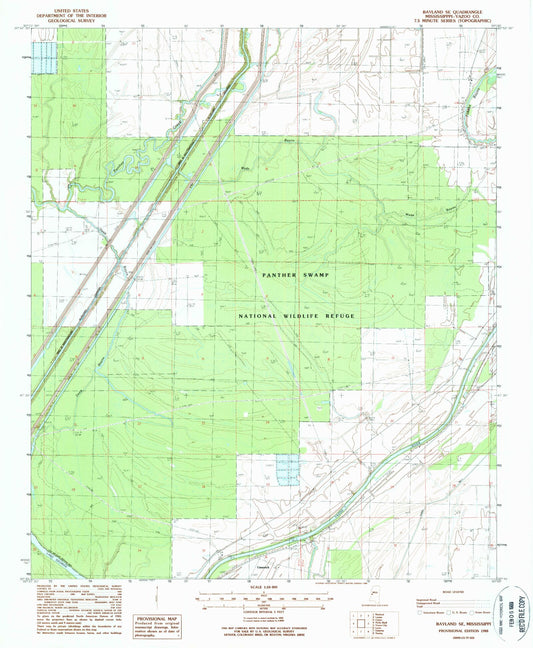 Classic USGS Bayland SE Mississippi 7.5'x7.5' Topo Map Image