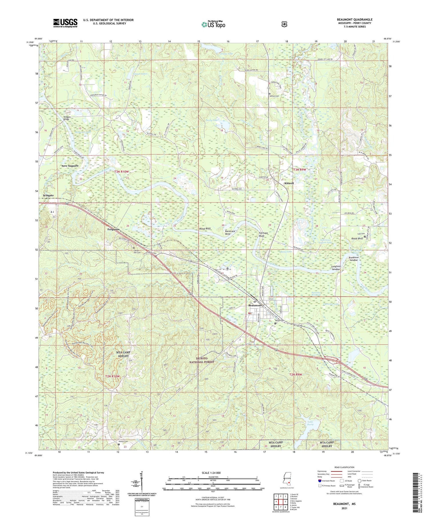 Beaumont Mississippi US Topo Map Image
