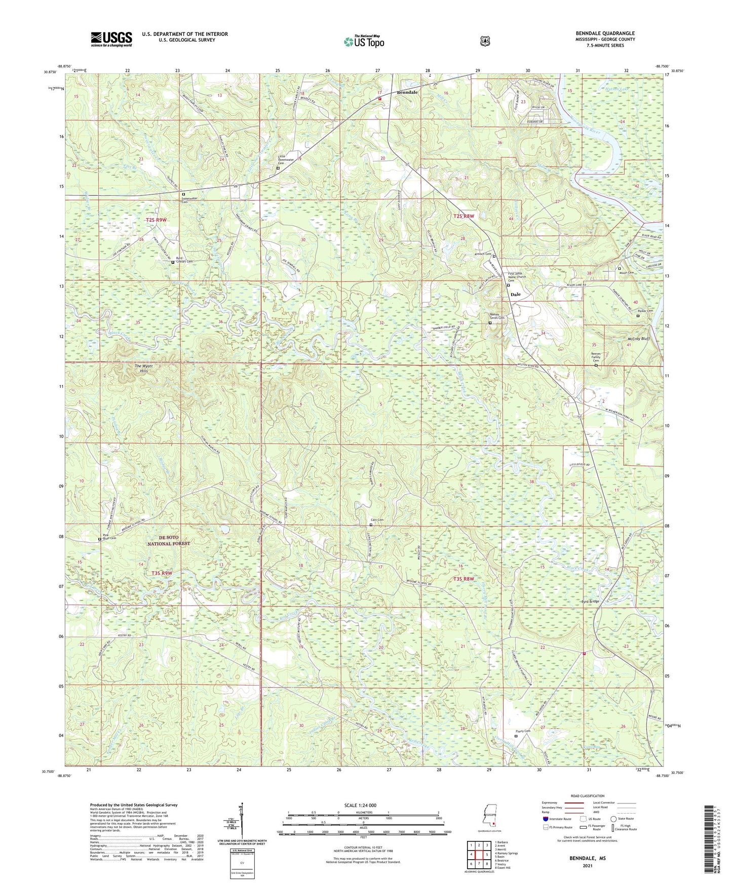 Benndale Mississippi US Topo Map Image